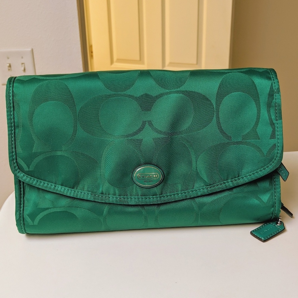 Coach bright jade cosmetic toiletry makeup bag